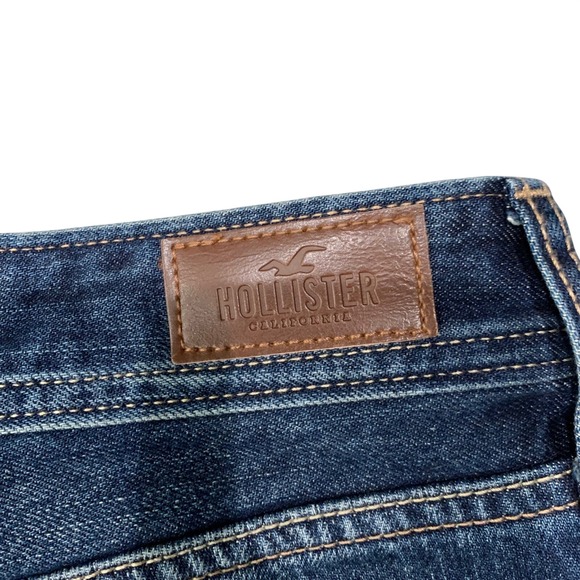 Hollister High Rise Vintage Denim Shorts Frayed Hem Dark Wash Size 25 - Picture 5 of 11